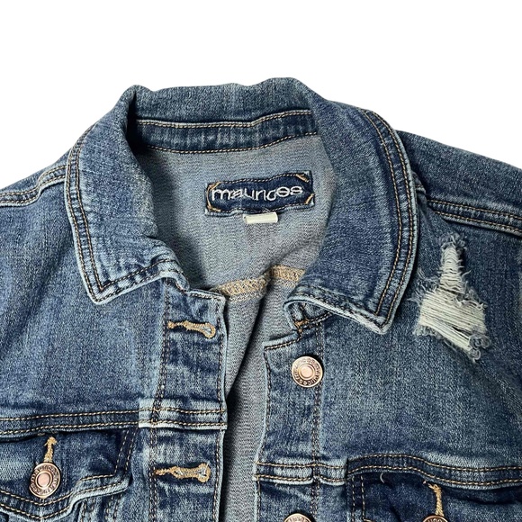 Maurices Women's Long Sleeve Grunge Distressed Button Up Y2K Denim Jacket M - Picture 4 of 6